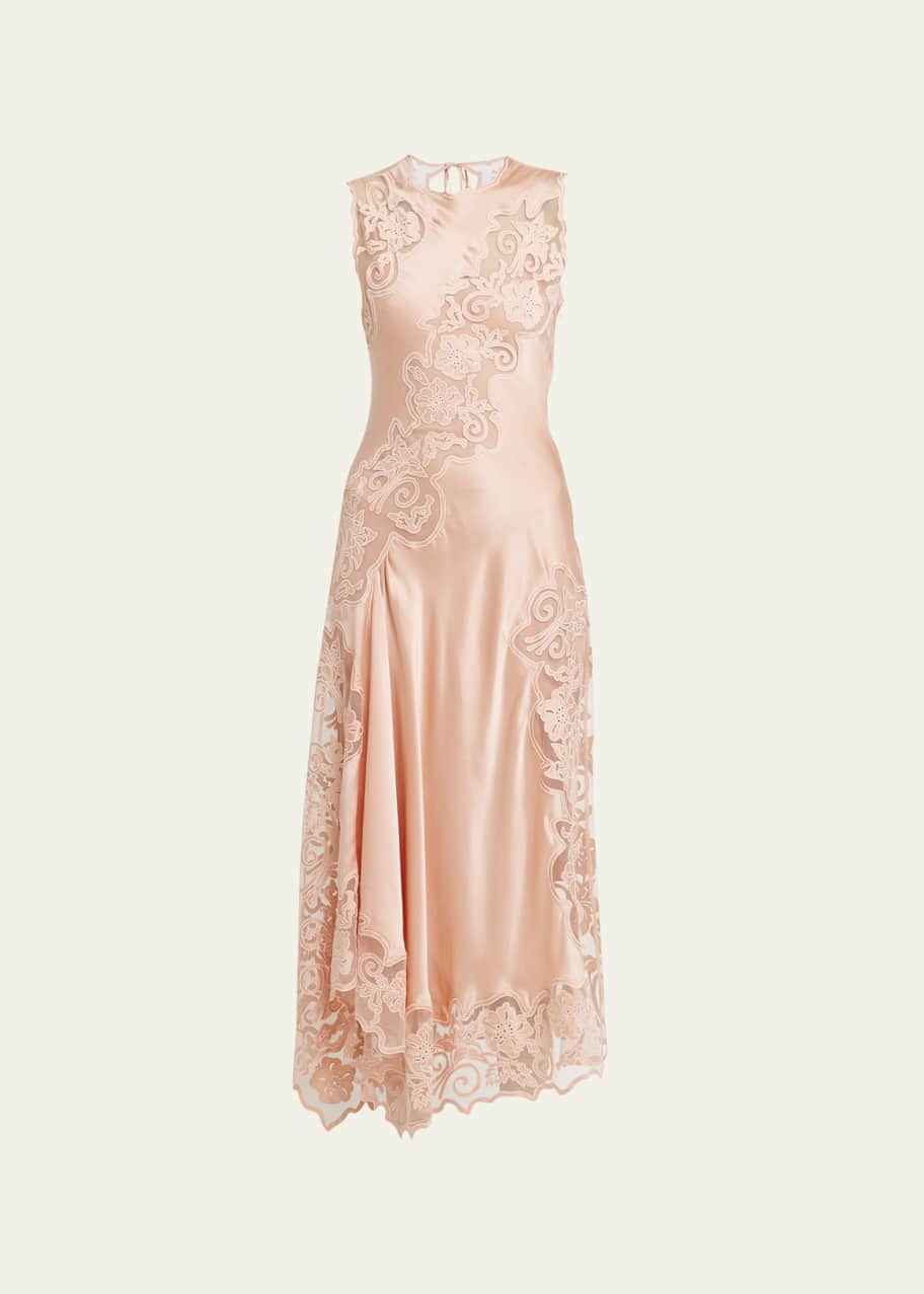 Ulla Johnson Kaia Sheer Floral Silk Open-Back Sleeveless Midi