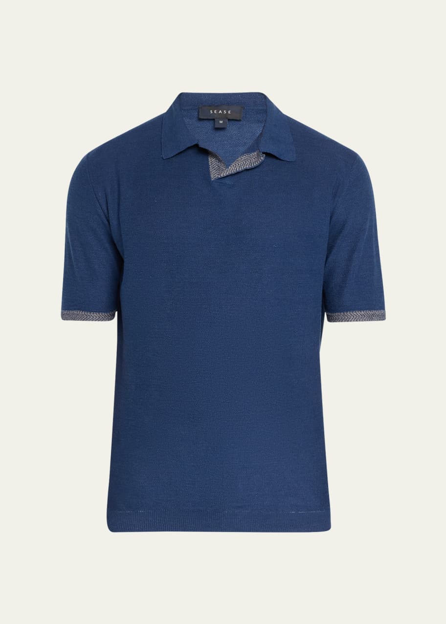 Image 1 of 1: Men's Linen Knit Polo Shirt