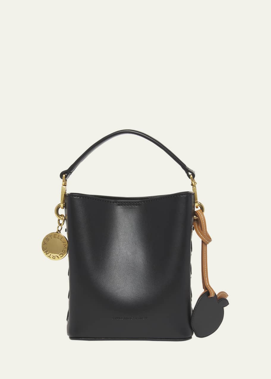 Image 1 of 1: Whipstitched Vegan Leather Bucket Bag