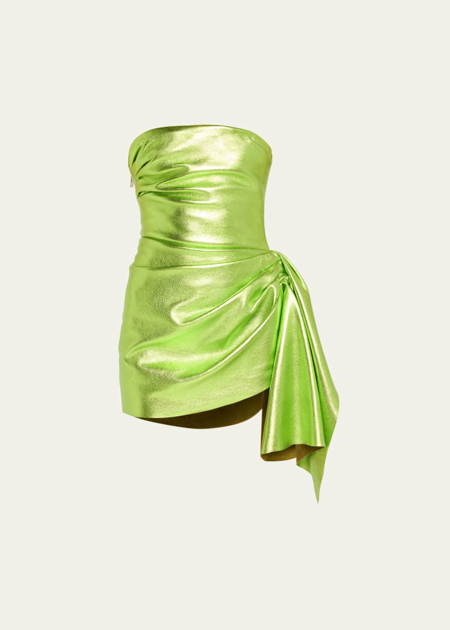 Image 1 of 1: Strapless Metallic Mini Dress with Ruching