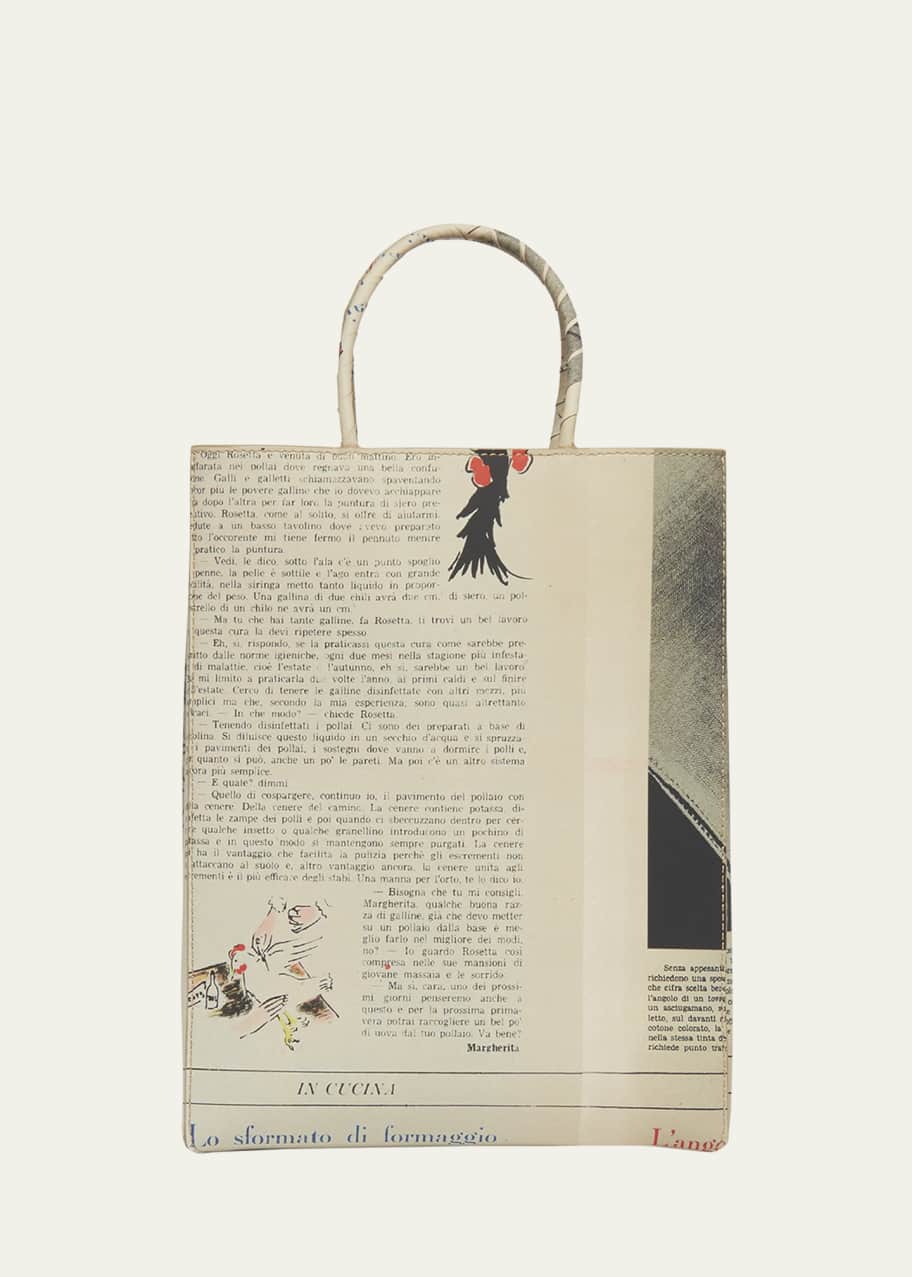 Bottega Veneta Small Newspaper-Print Tote Bag - Bergdorf Goodman