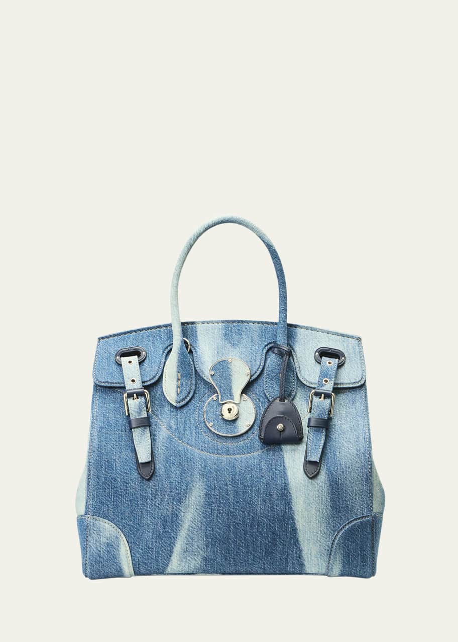Ricky 33 Faded Denim Top-Handle Bag