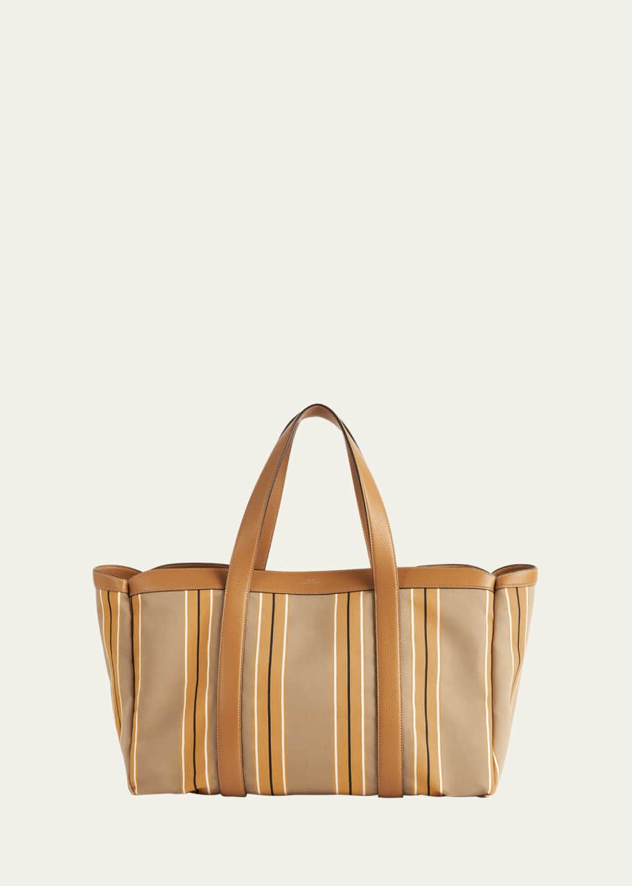 Striped canvas tote bag sales
