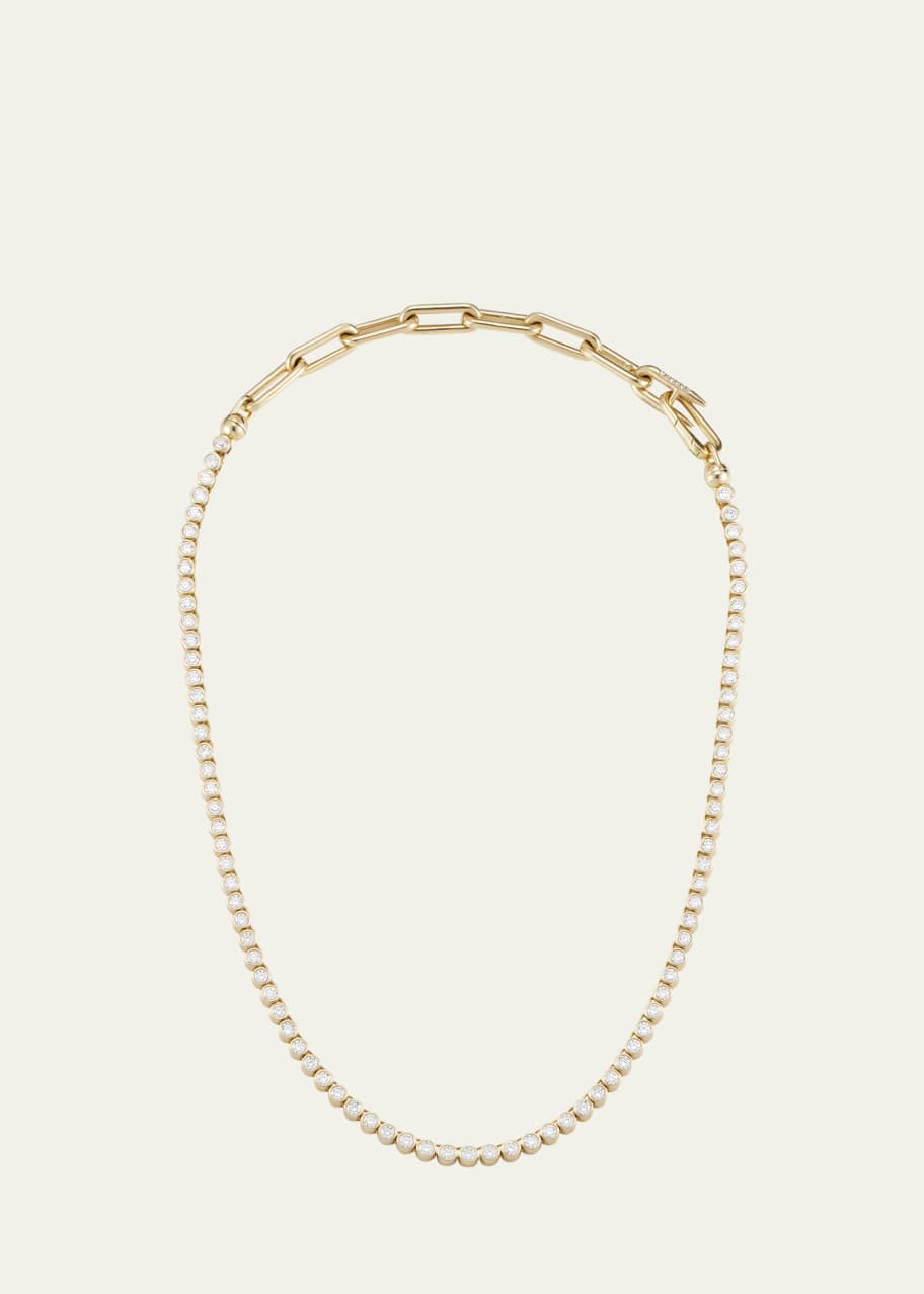 Image 1 of 1: 18K Yellow Gold Diamond Bezel and Chain Extender Necklace