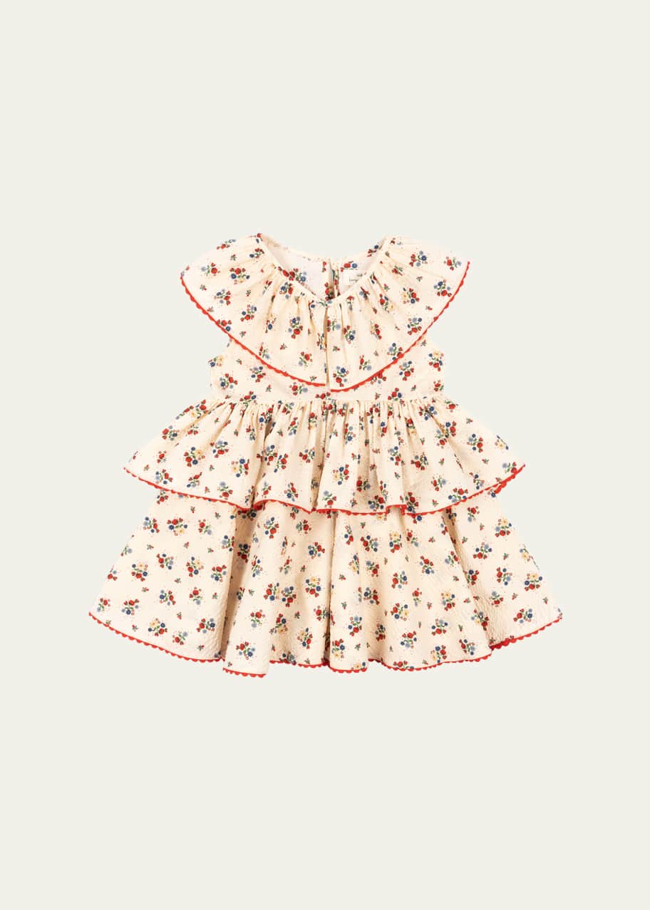 Image 1 of 1: Girl's Bella Frill Floral-Print Dress, Size 12M-6