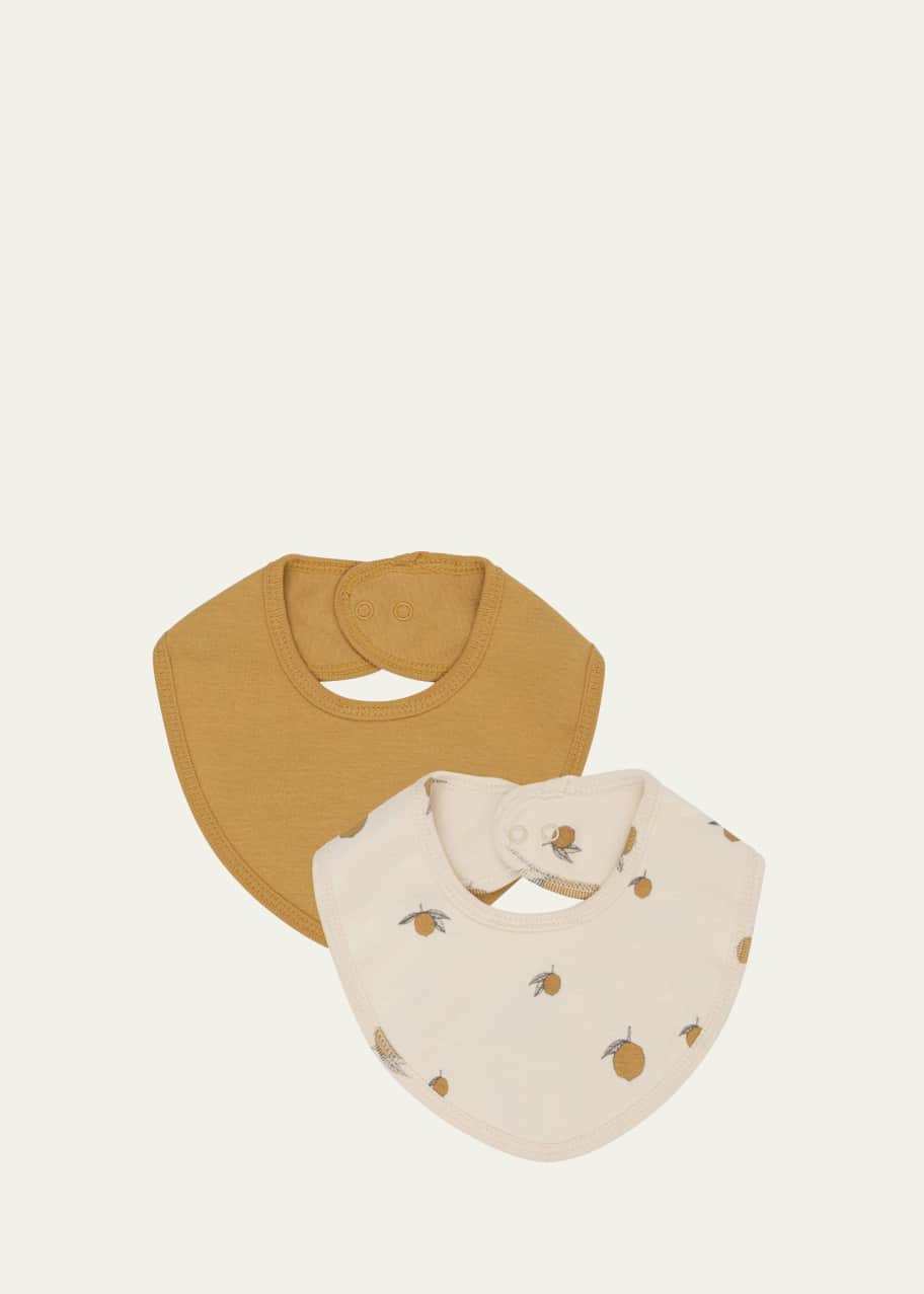 Image 1 of 1: Kid's Lemon Cotton Jersey Bib, Set of 2