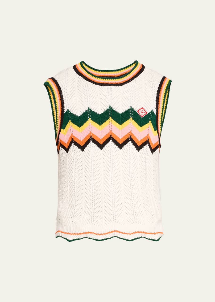 CASABLANCA Men's Cropped Multi-Chevron Knit Vest - Bergdorf Goodman