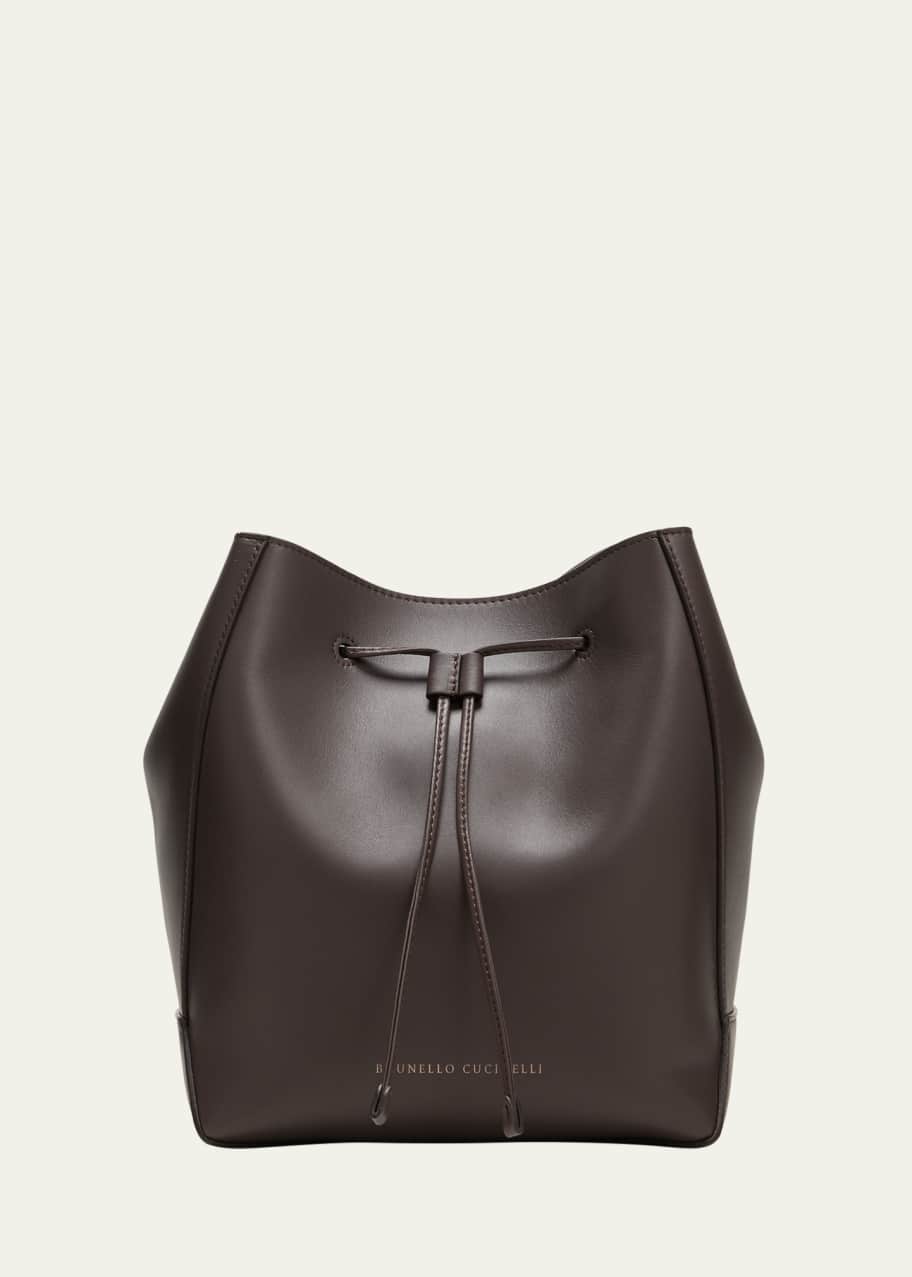 Image 1 of 1: Medium Drawstring Calfskin Bucket Bag