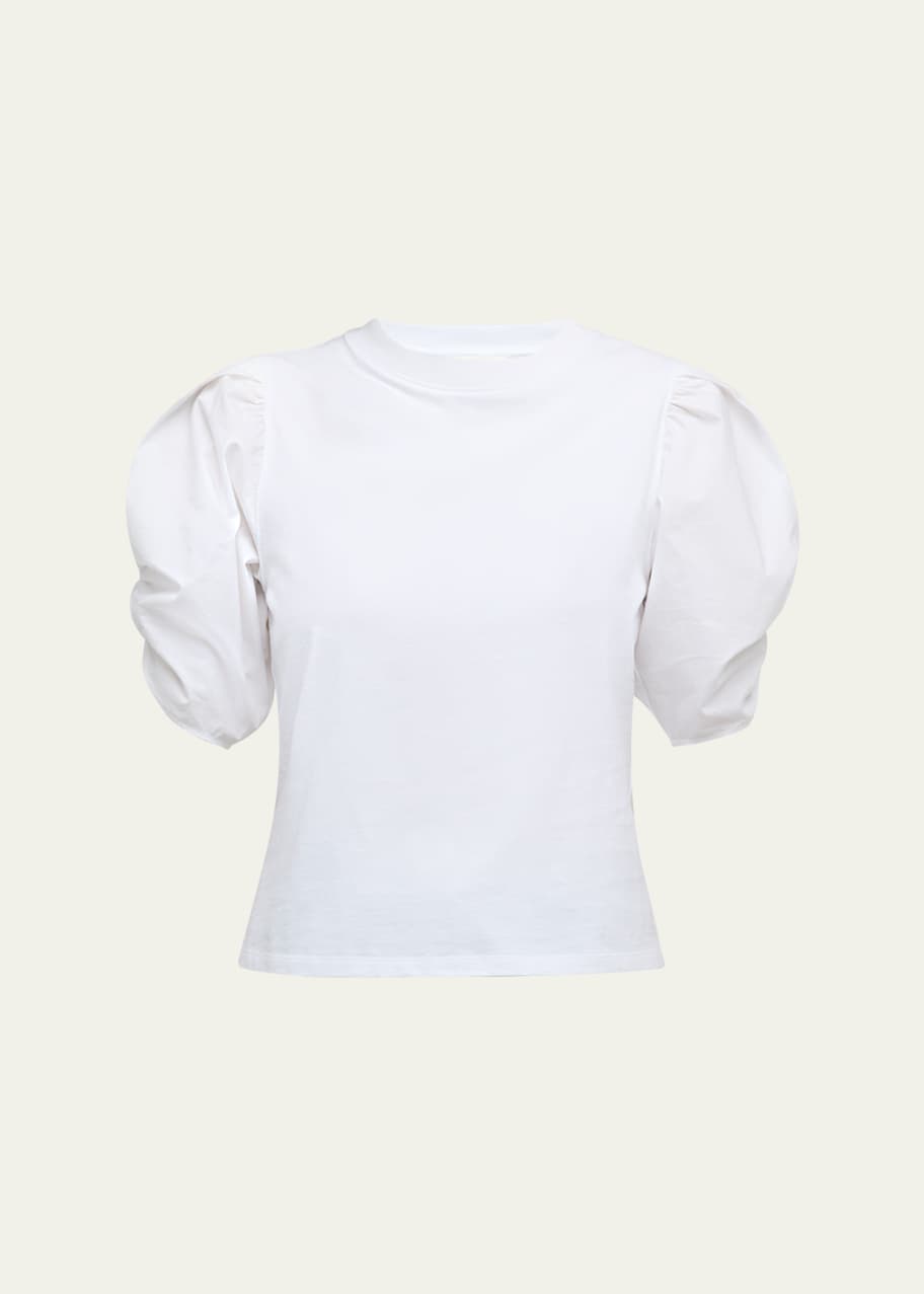 Image 1 of 1: Pleated Puff-Sleeve Tee