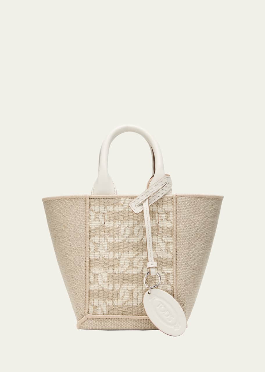 Image 1 of 1: Mini Linen Top-Handle Bag