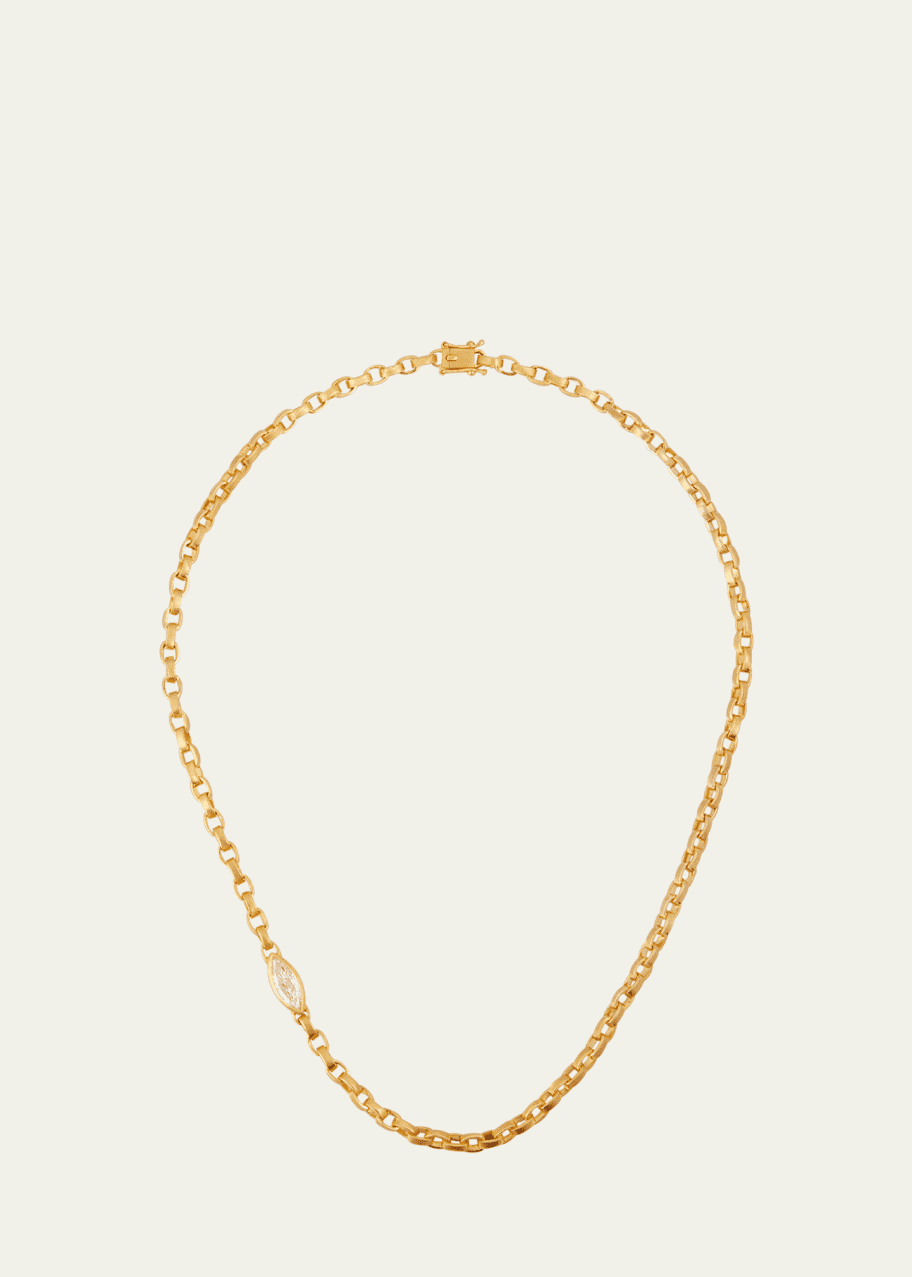 Image 1 of 1: Single Marquis Diamond Signature Chain Necklace