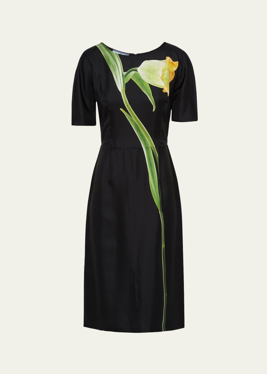 Prada Flower Twill Dress - Bergdorf Goodman