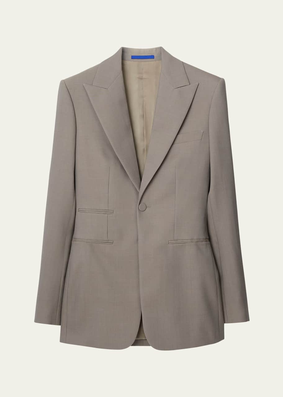 Image 1 of 1: Single-Breasted Wool Blazer Jacket
