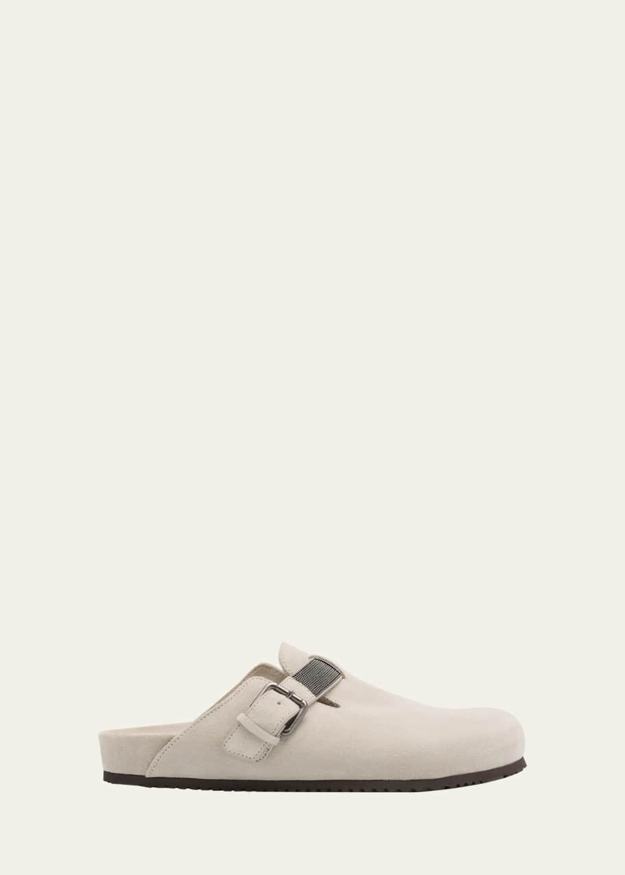 Image 1 of 1: Suede Monili Buckle Mules