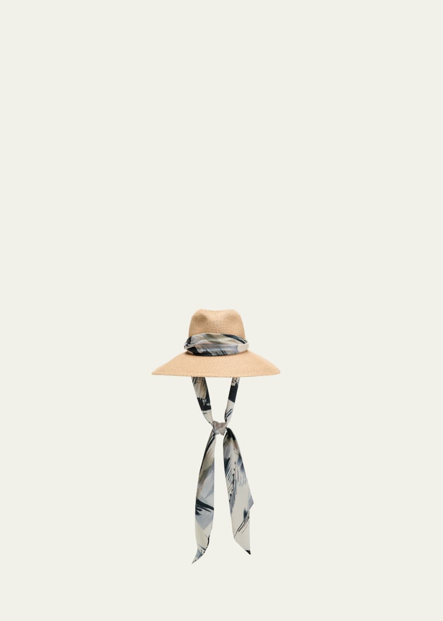 Image 1 of 1: Cassidy Straw & Silk Scarf Fedora