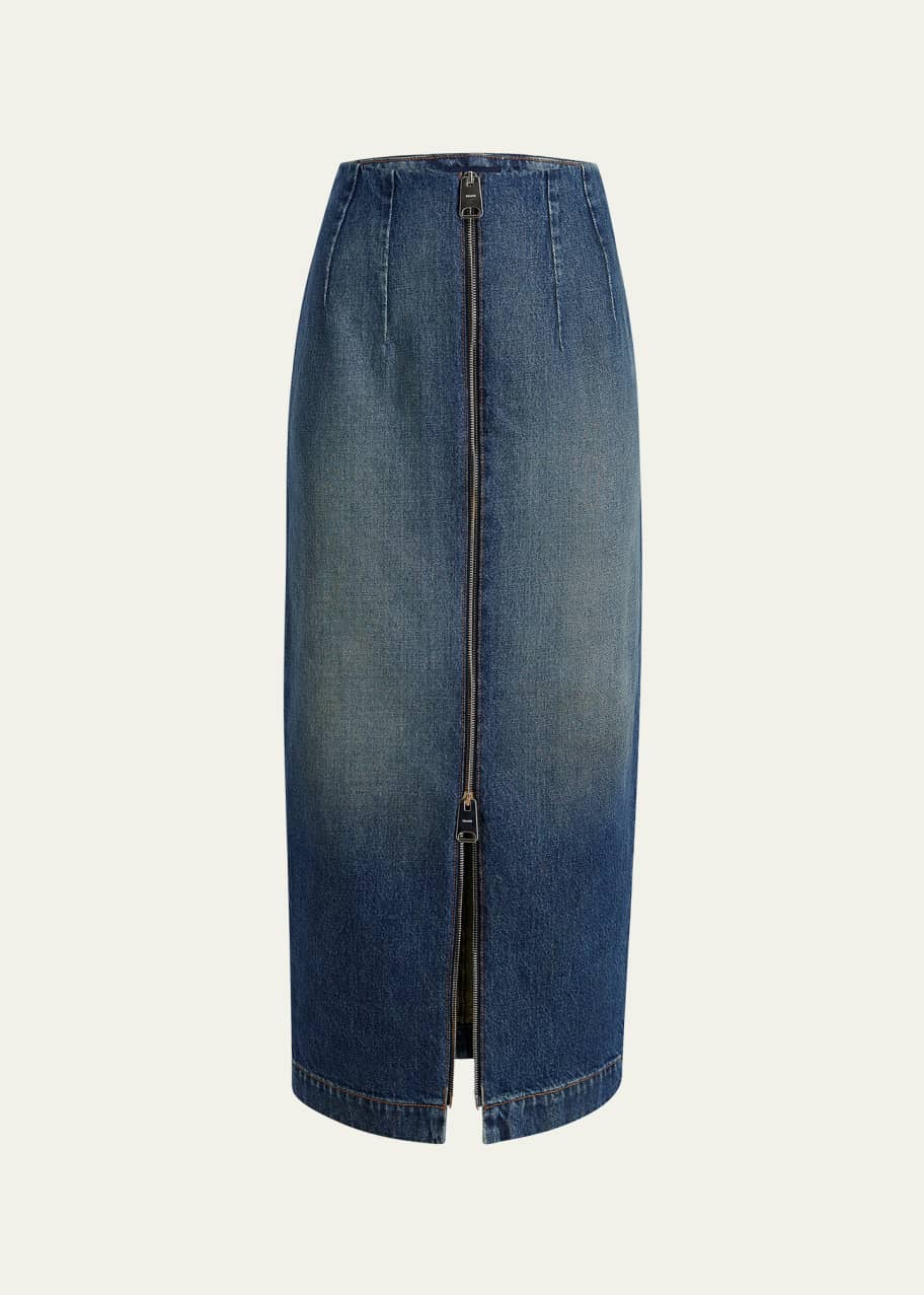 Khaite Ruly Zip-Front Midi Denim Skirt - Bergdorf Goodman
