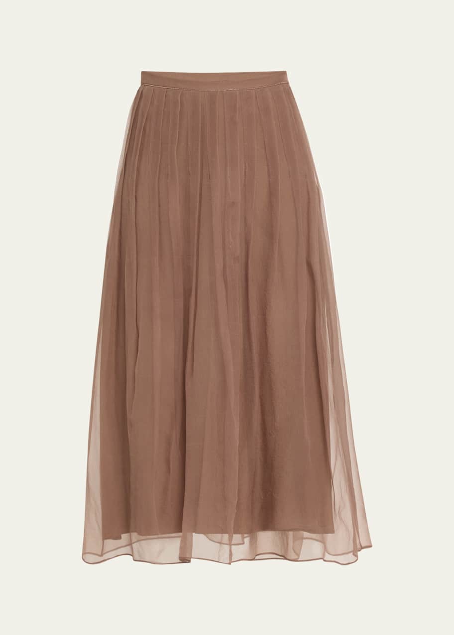 Image 1 of 1: Monili Trim Crispy Silk Organza Midi Skirt