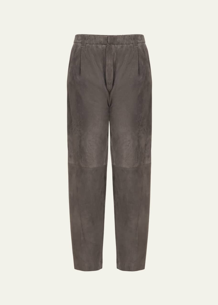 Image 1 of 1: Suede Tapered Ankle Pants