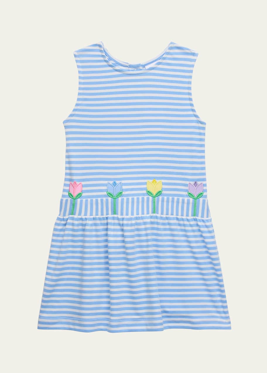 Image 1 of 1: Girl's Tulip Applique Sleeveless Knit Dress, Size 2-6