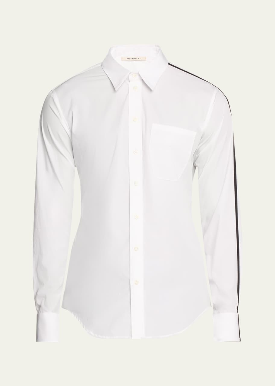 Image 1 of 1: Men's Contrast Stripe Button-Down Office Shirt