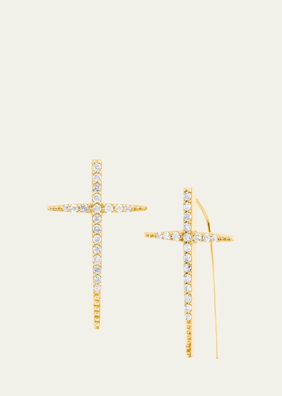 Image 1 of 1: 14K Baby Cross Stick Earrings