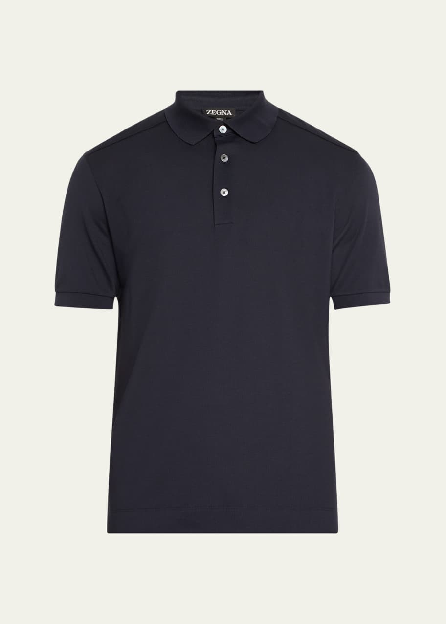 Image 1 of 1: Men's Cotton and Silk Polo Shirt