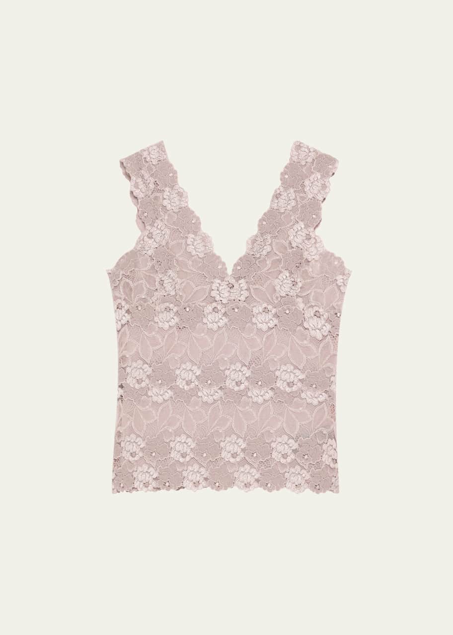 Image 1 of 1: V-Neck Floral Lace Tank