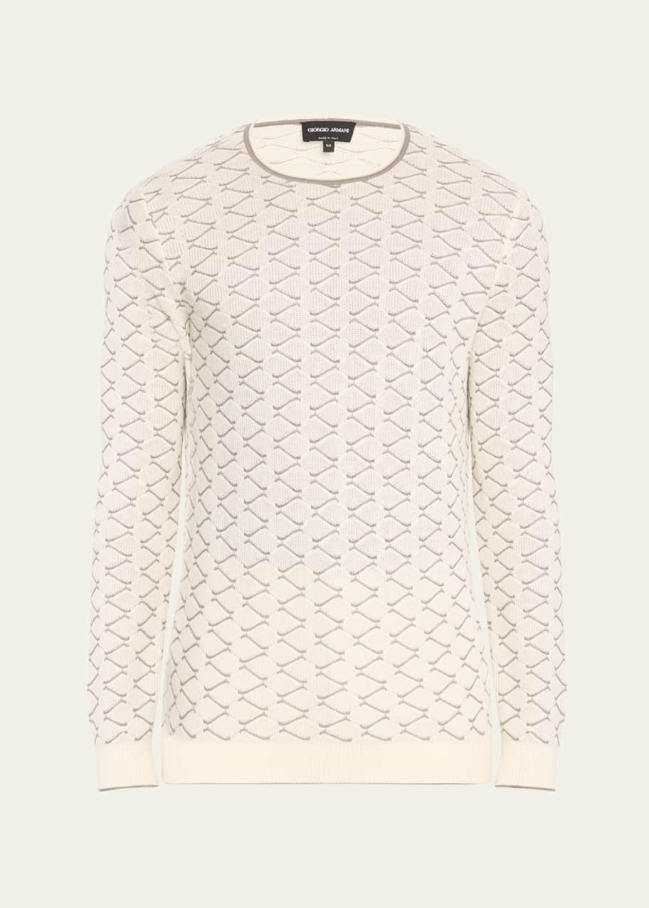 Image 1 of 1: Men's Cotton and Cashmere Zig-Zag Crewneck Sweater