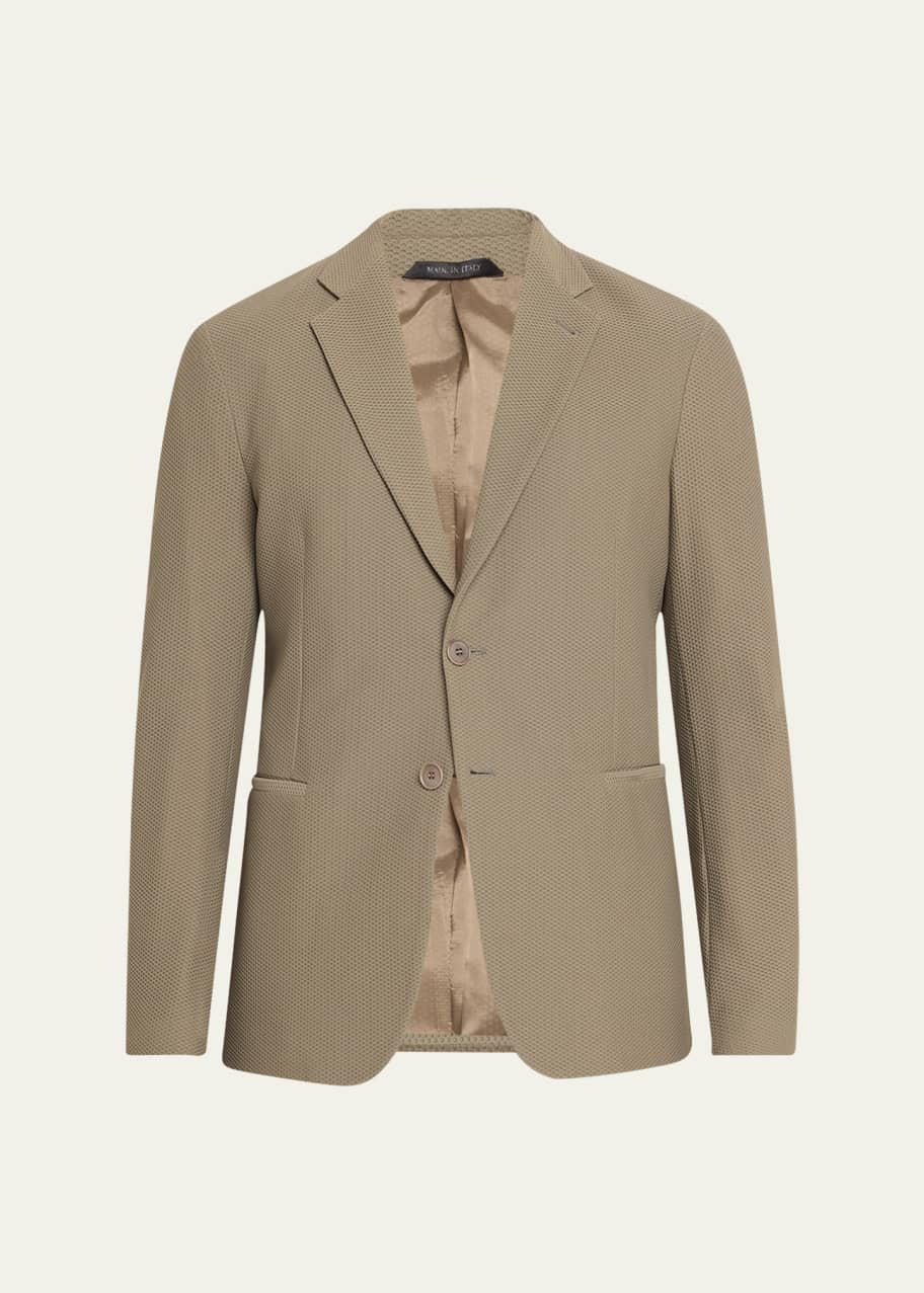 Image 1 of 1: Men's Single-Breasted Rice Stitch Sport Coat