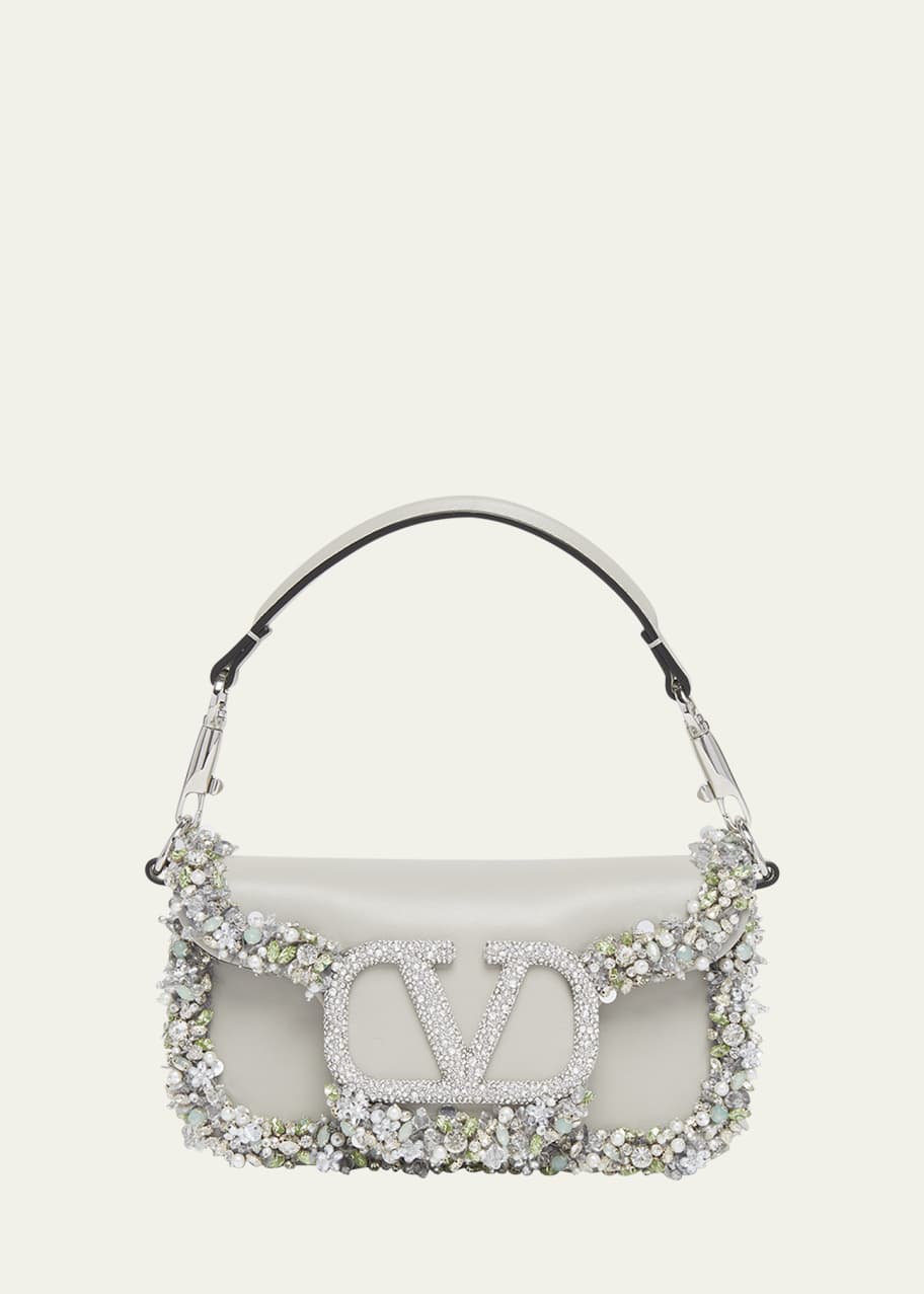 Image 1 of 1: Loco Small Jeweled Leather Shoulder Bag