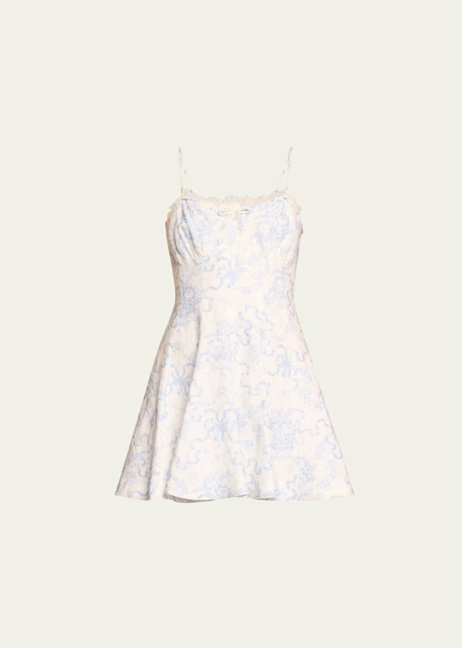 Image 1 of 1: Shai Floral Linen and Cotton Fit & Flare Mini Dress