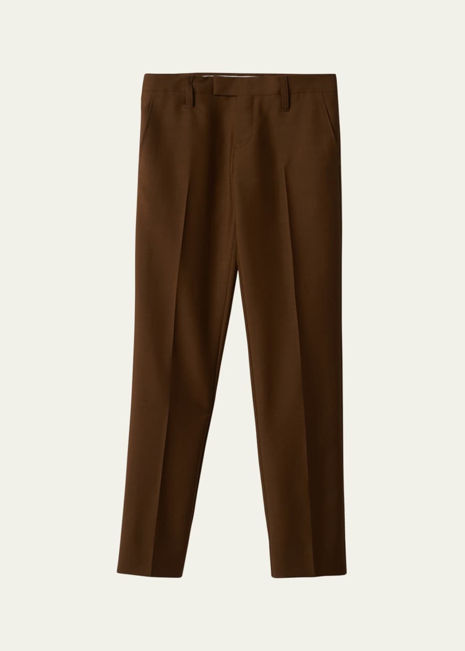 Image 1 of 1: Low-Rise Logo Embroidered Wool Pants