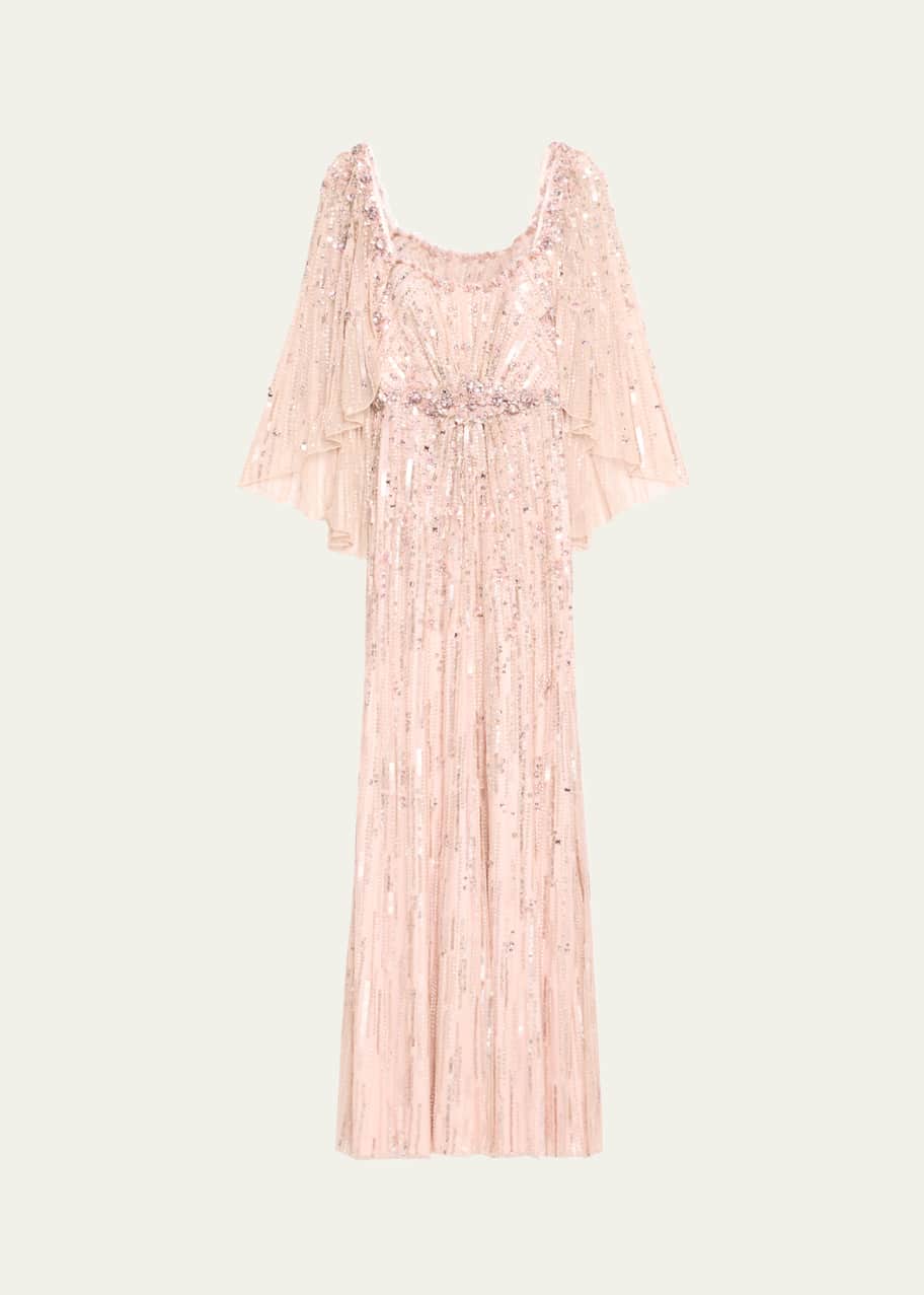 Jenny Packham Brightstar Crystal Sequined Floral Applique Backless Dress -  Bergdorf Goodman
