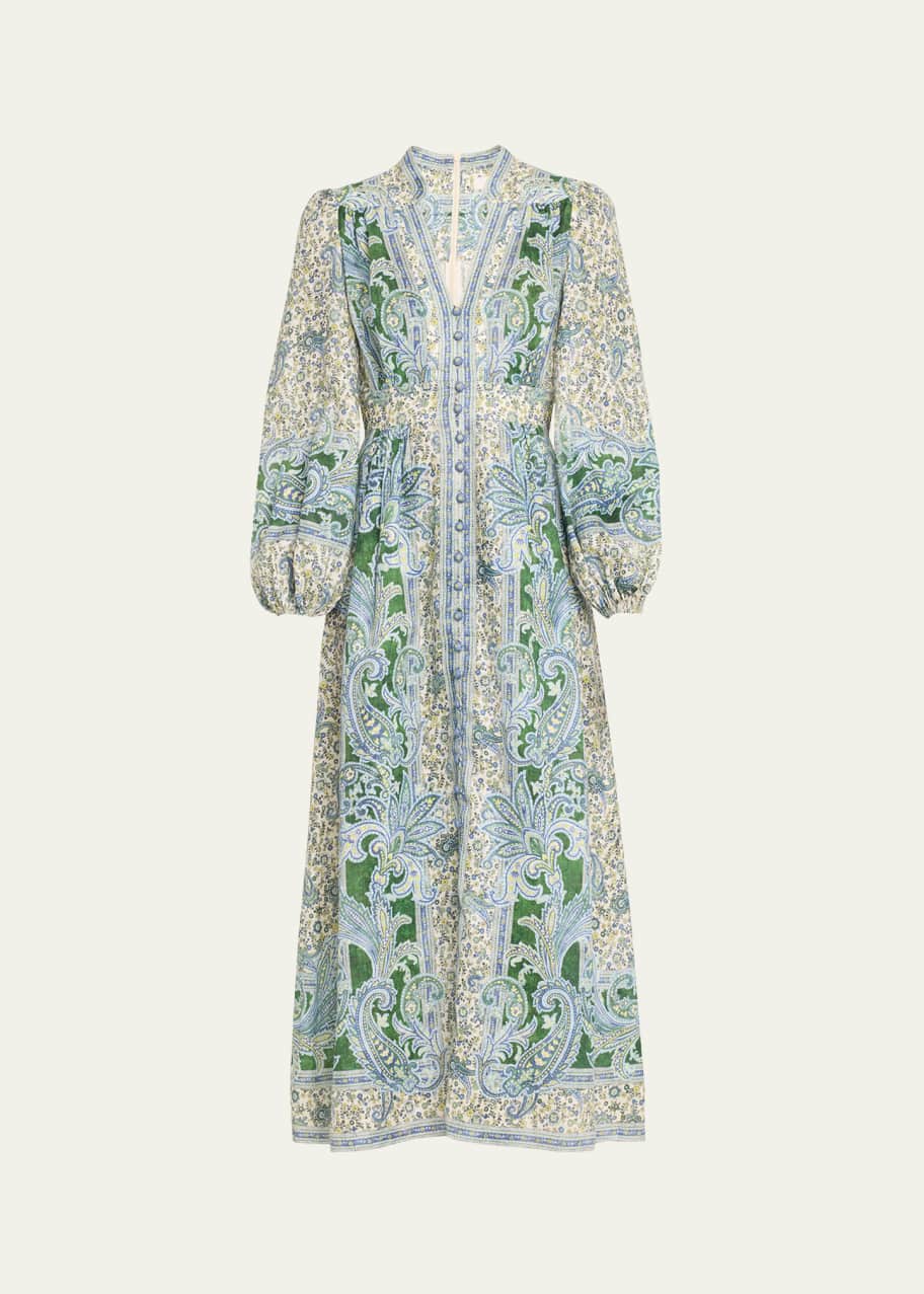 Zimmermann Ottie Plunge Midi Dress - Bergdorf Goodman