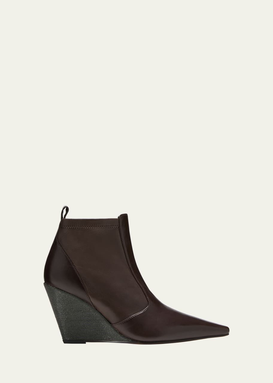 Image 1 of 1: Leather Monili Wedge Booties