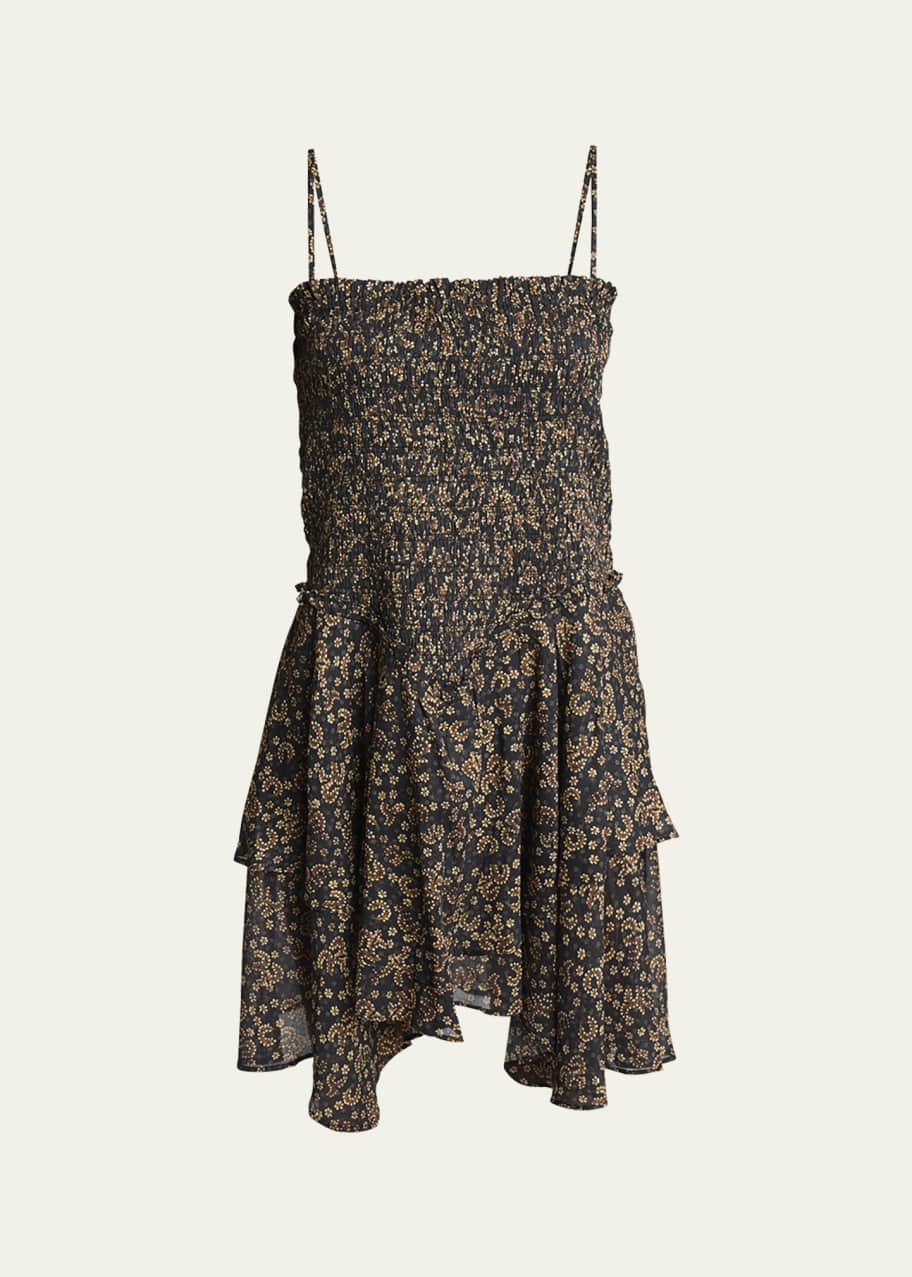 Image 1 of 1: Anka Smocked A-Line Mini Dress