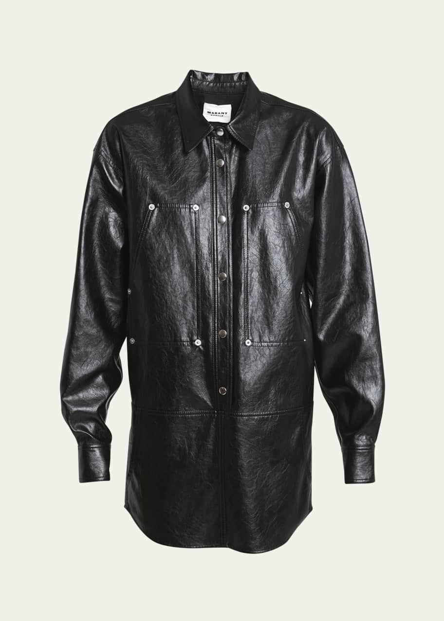 Etoile Isabel Marant Ayali Faux Leather Mini Shirtdress - Bergdorf Goodman