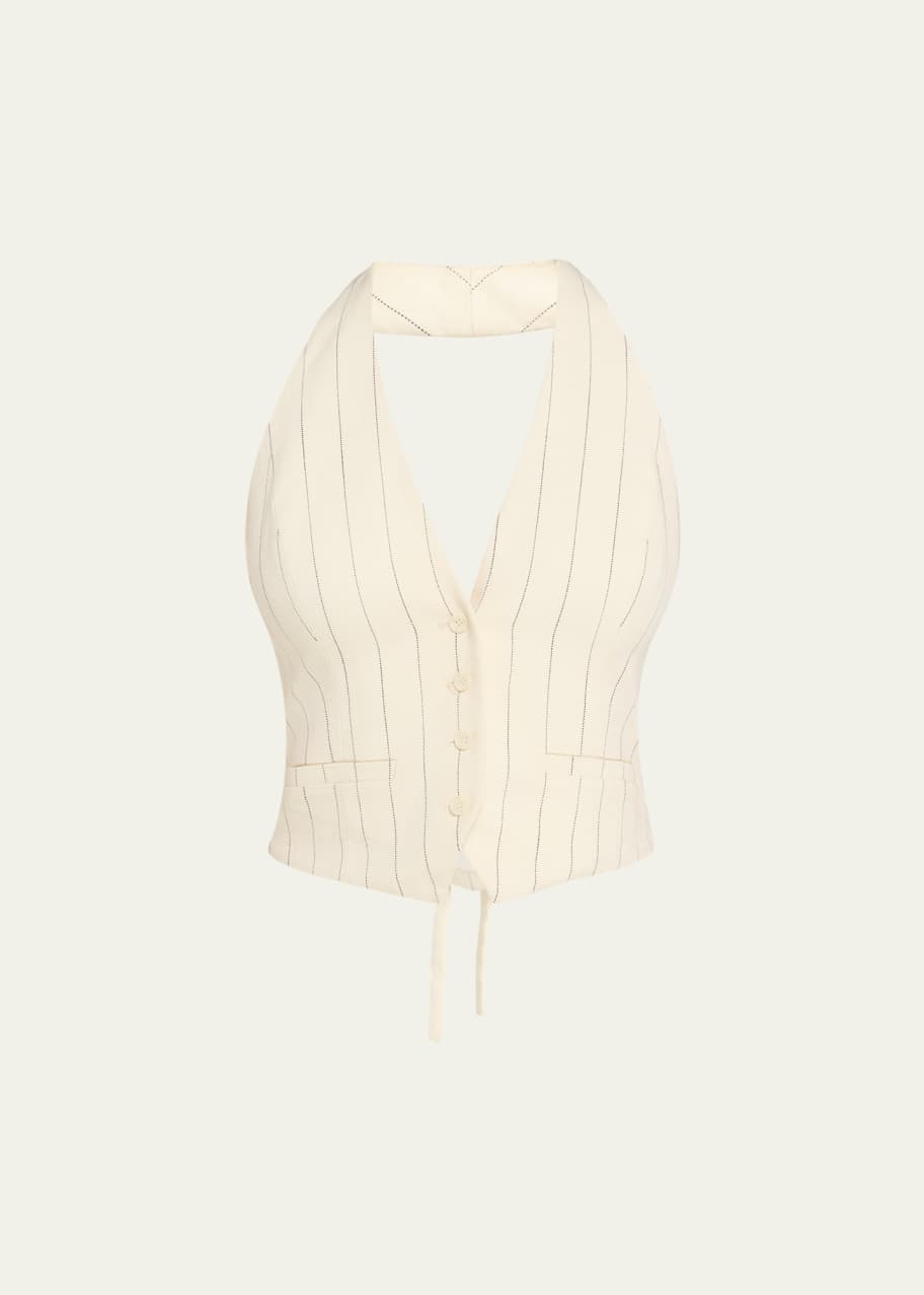 Image 1 of 1: Woodson Pinstripe Cropped Halter Vest