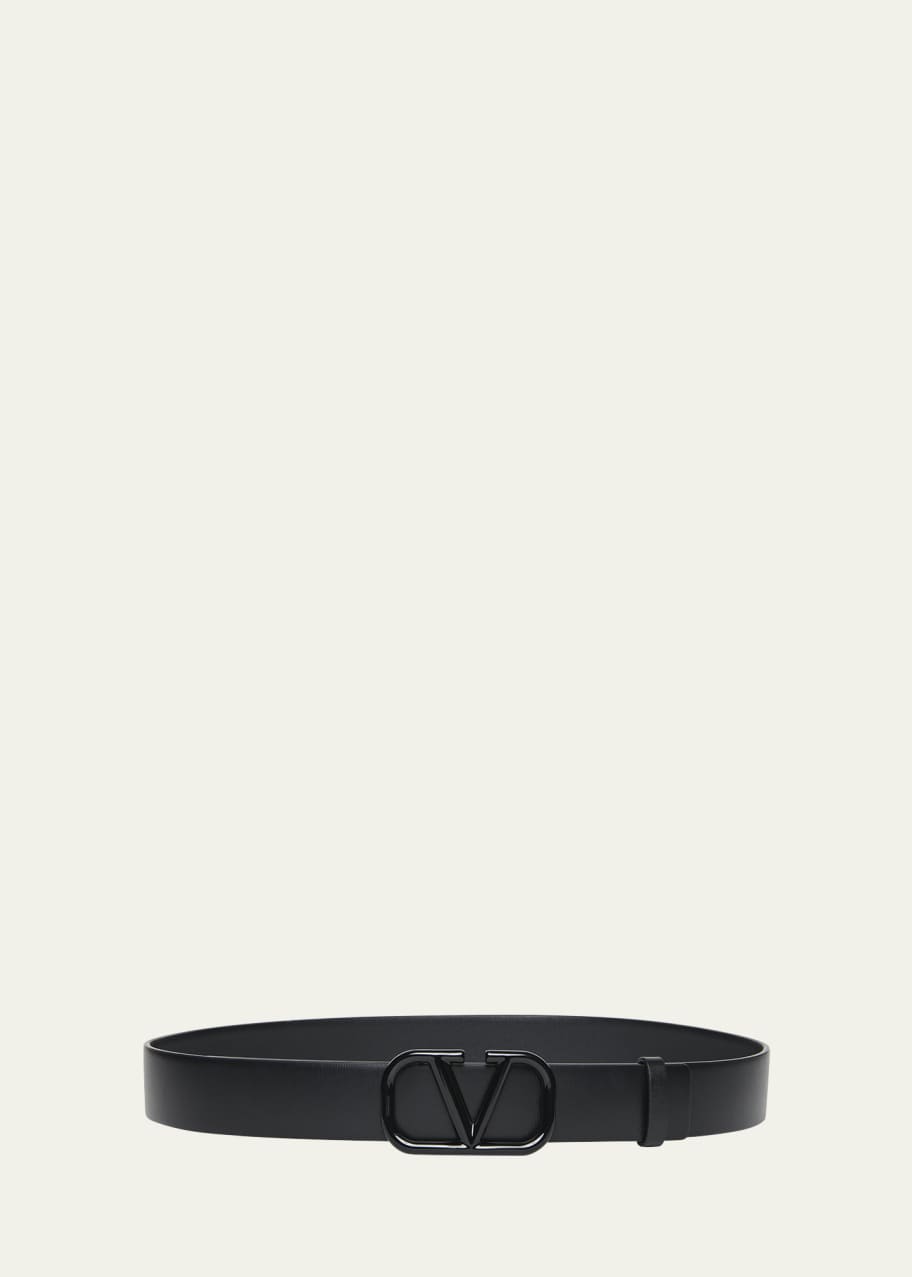 Image 1 of 1: V-Logo Signature Leather Belt