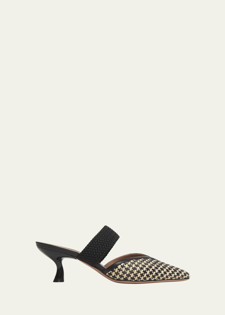 Image 1 of 1: Bicolor Raffia Mule Pumps
