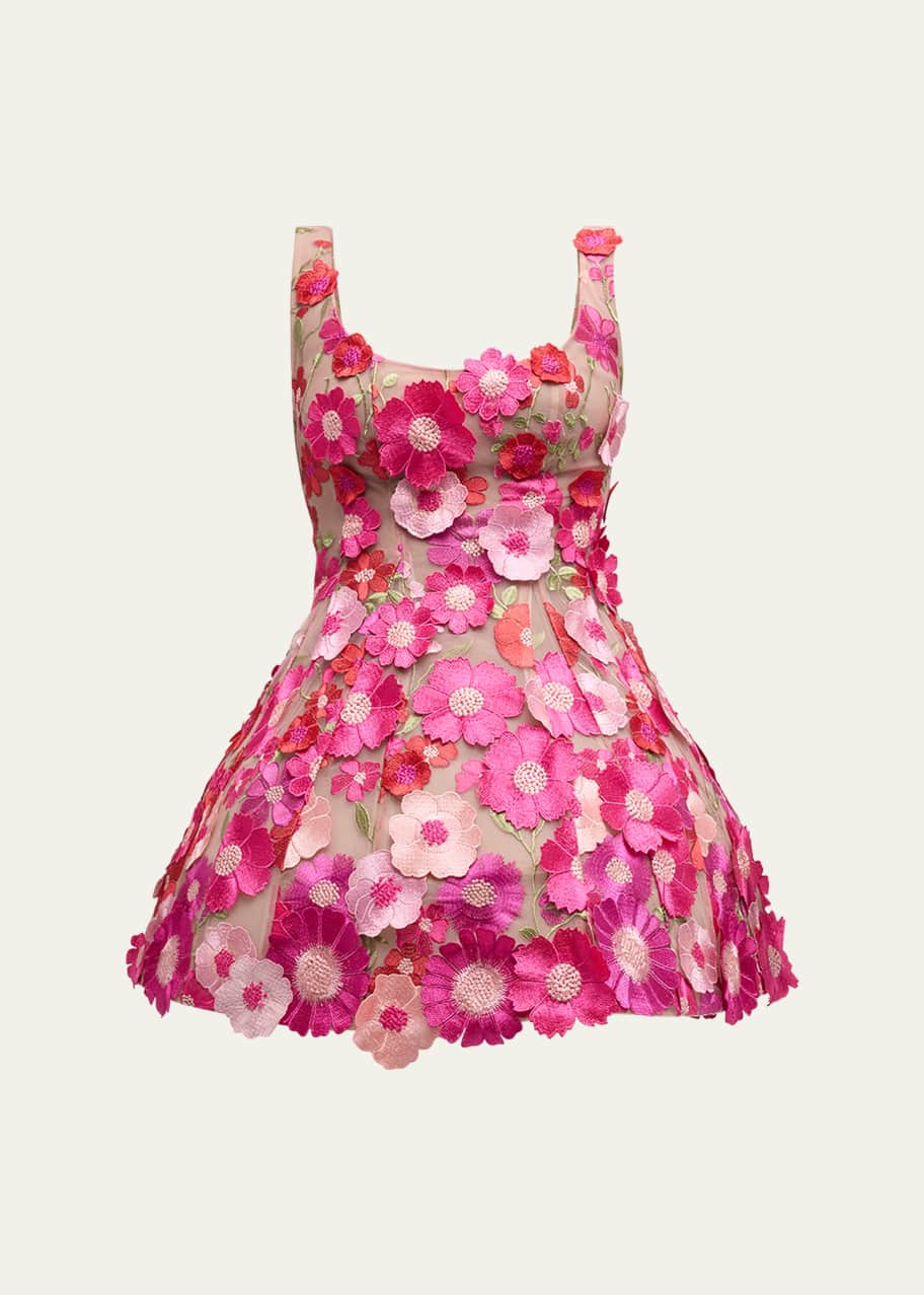 jasmine embroidered floral applique mini dress Bronx and Banco Jasmine Maraya Floral Applique Mini Dress