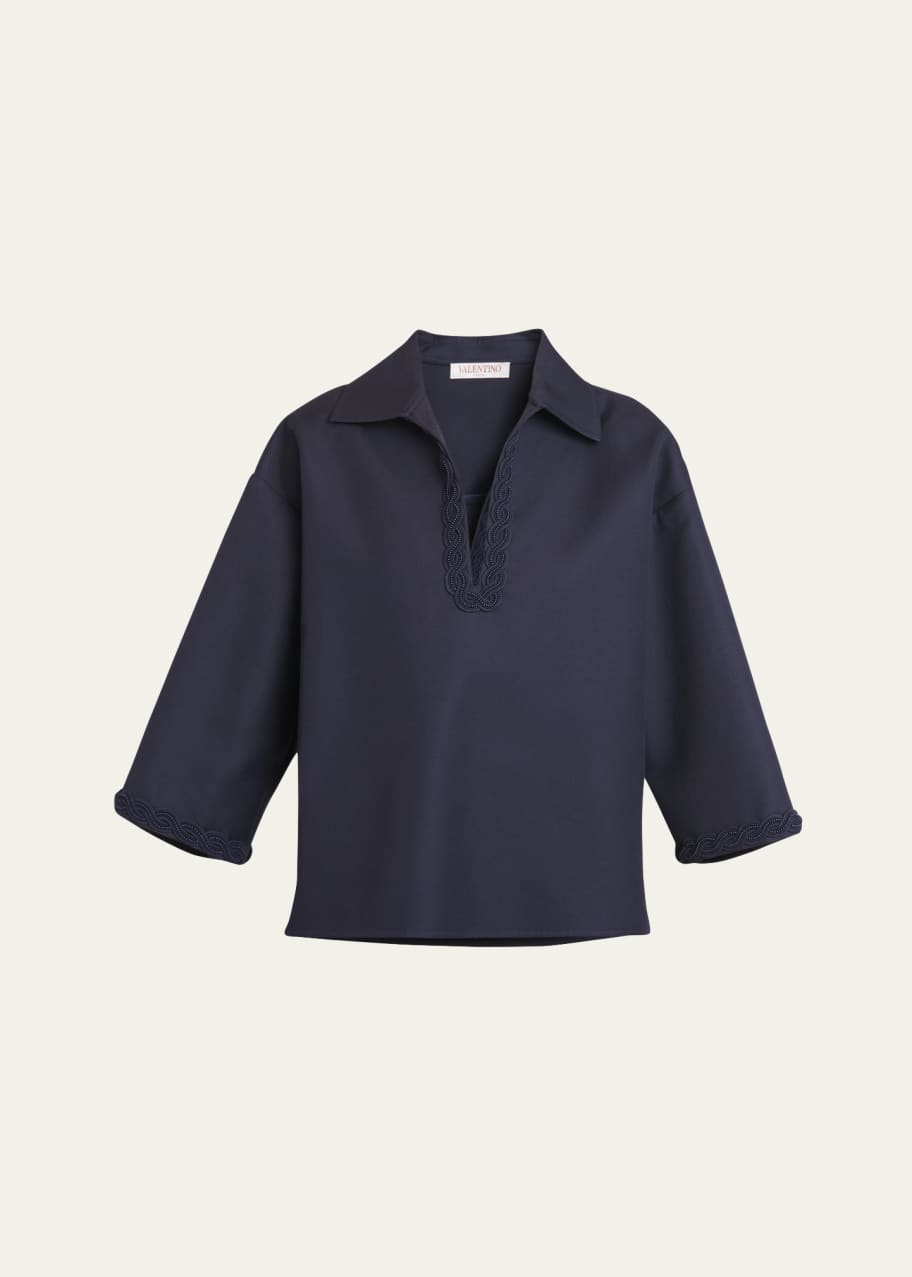 Image 1 of 1: Johnny Beaded-Trim Oversized Top