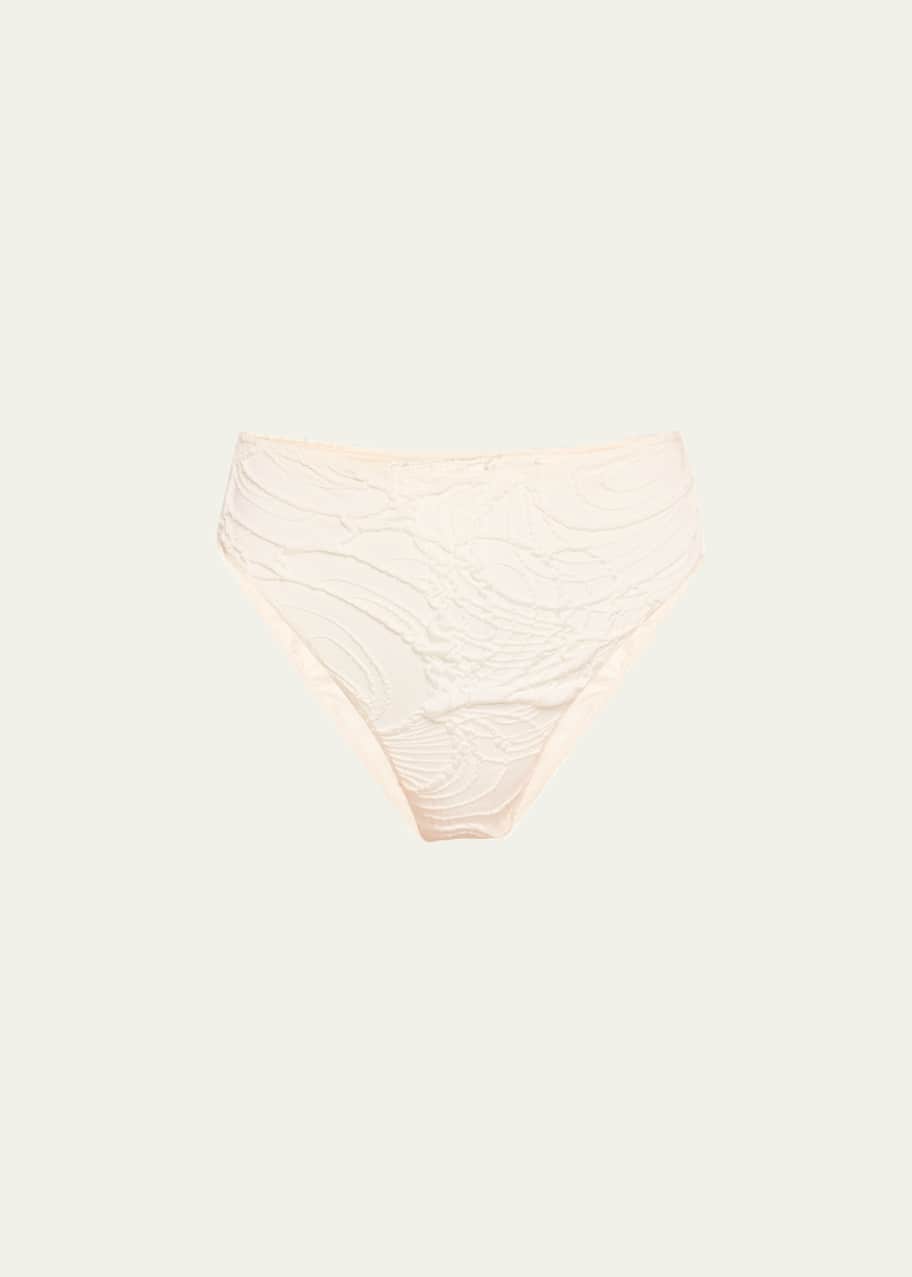 Image 1 of 1: Jacquard High-Leg Bikini Bottoms
