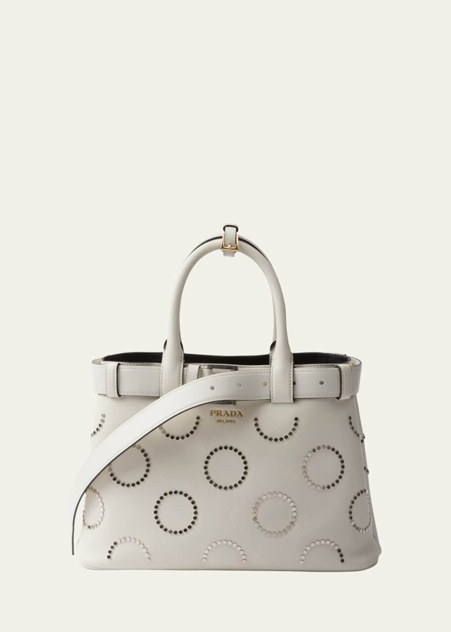Image 1 of 1: Medium Cutout Buckle Leather Top-Handle Bag