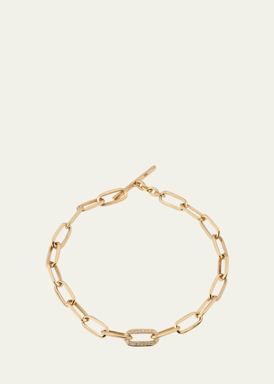 ブレスレット Lizzie Mandler Knife Edge Chain Link Bracelet with Diamonds Knife Edge Oval Link Chain Bracelet with Single Pave Link