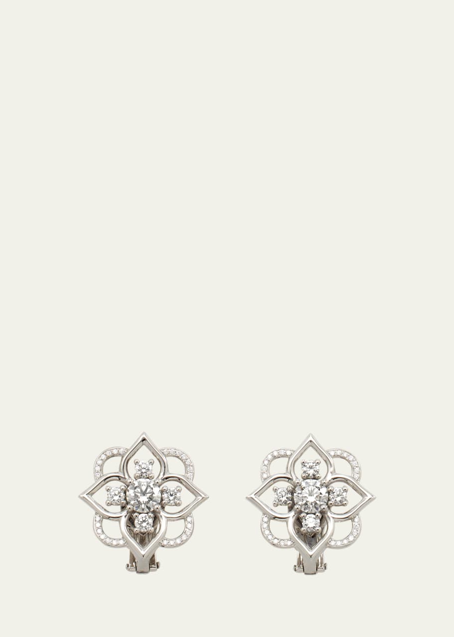Image 1 of 1: 18K White Gold Giardino Diamond Earrings