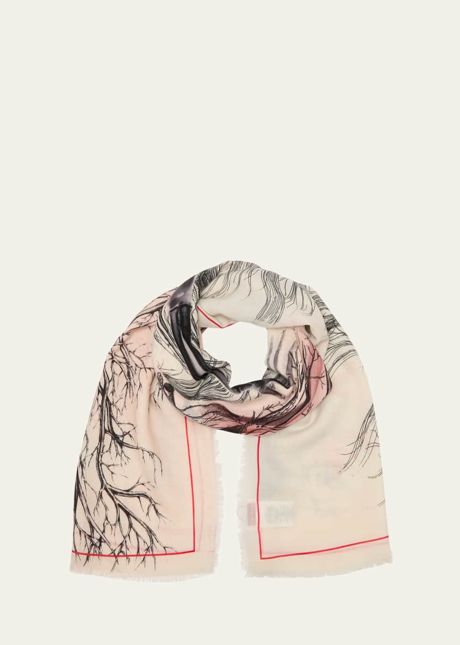 McQueen Skeleton Maiden Wool Scarf - Bergdorf Goodman