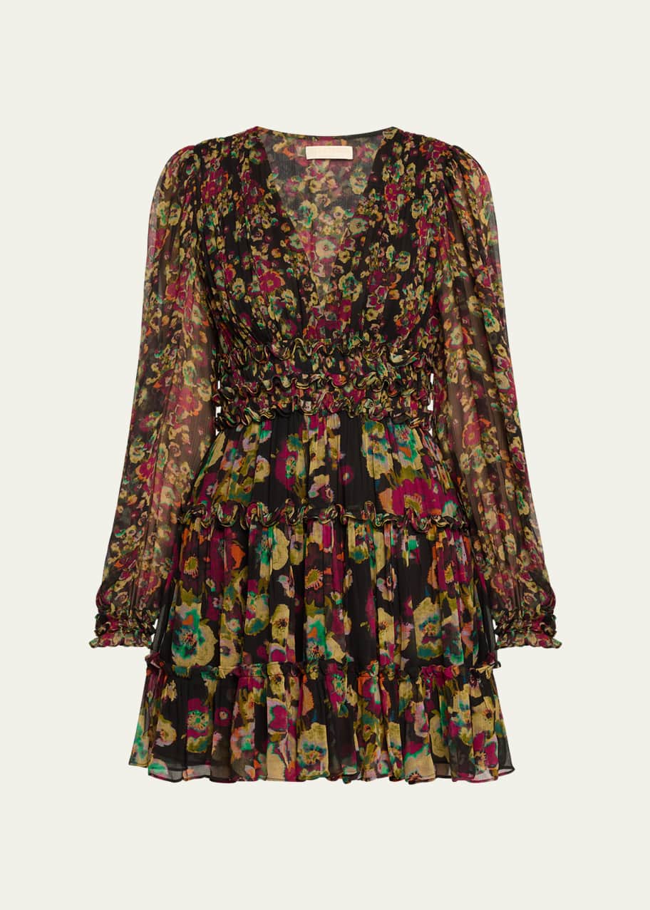 オールインワン・サロペット Ulla Johnson Lya Floral Silk Mini Dress Ulla Johnson Lya Floral Silk Tiered V-Neck Mini Dress