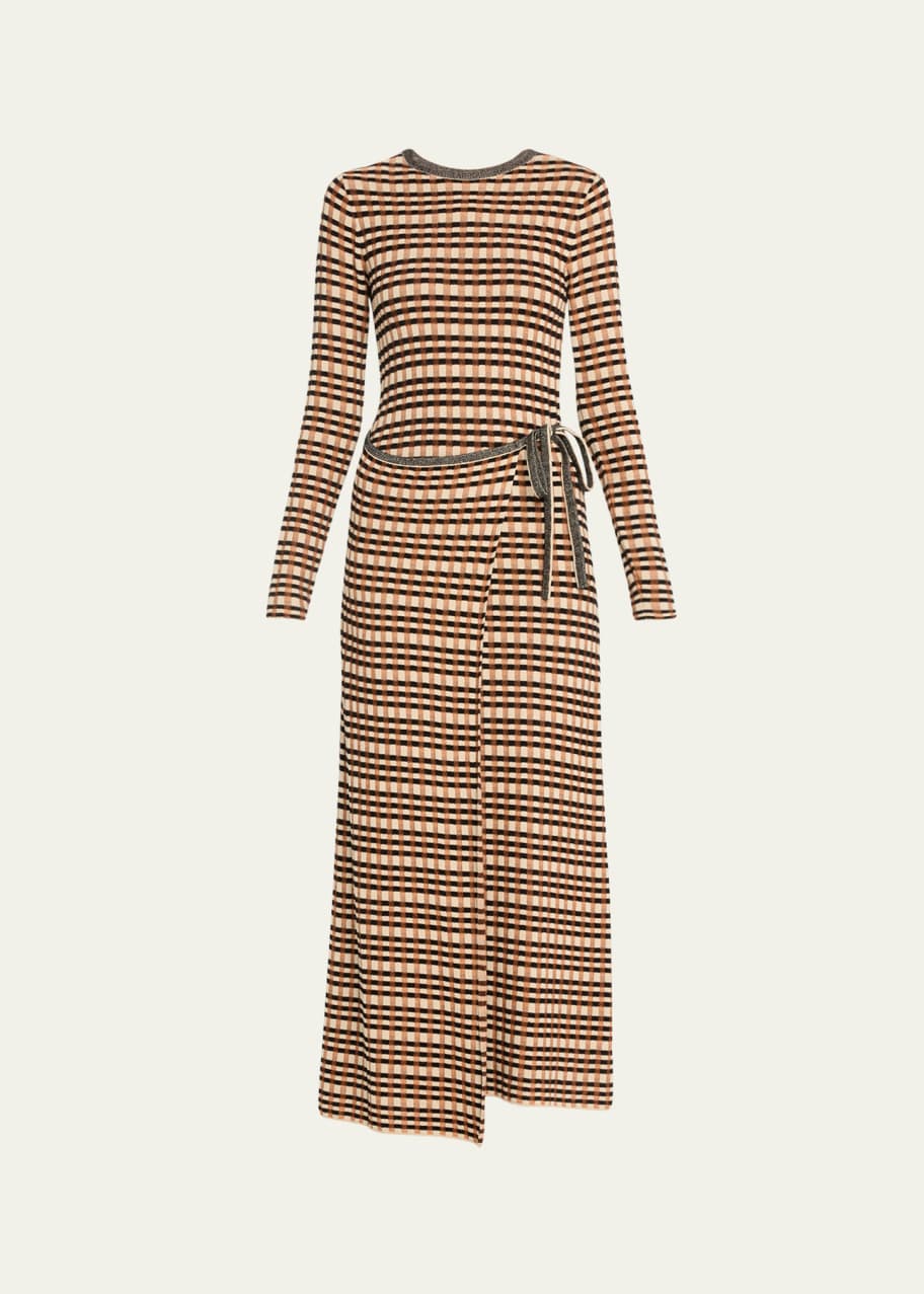 Image 1 of 1: Anouk Check Jacquard Wrap Dress