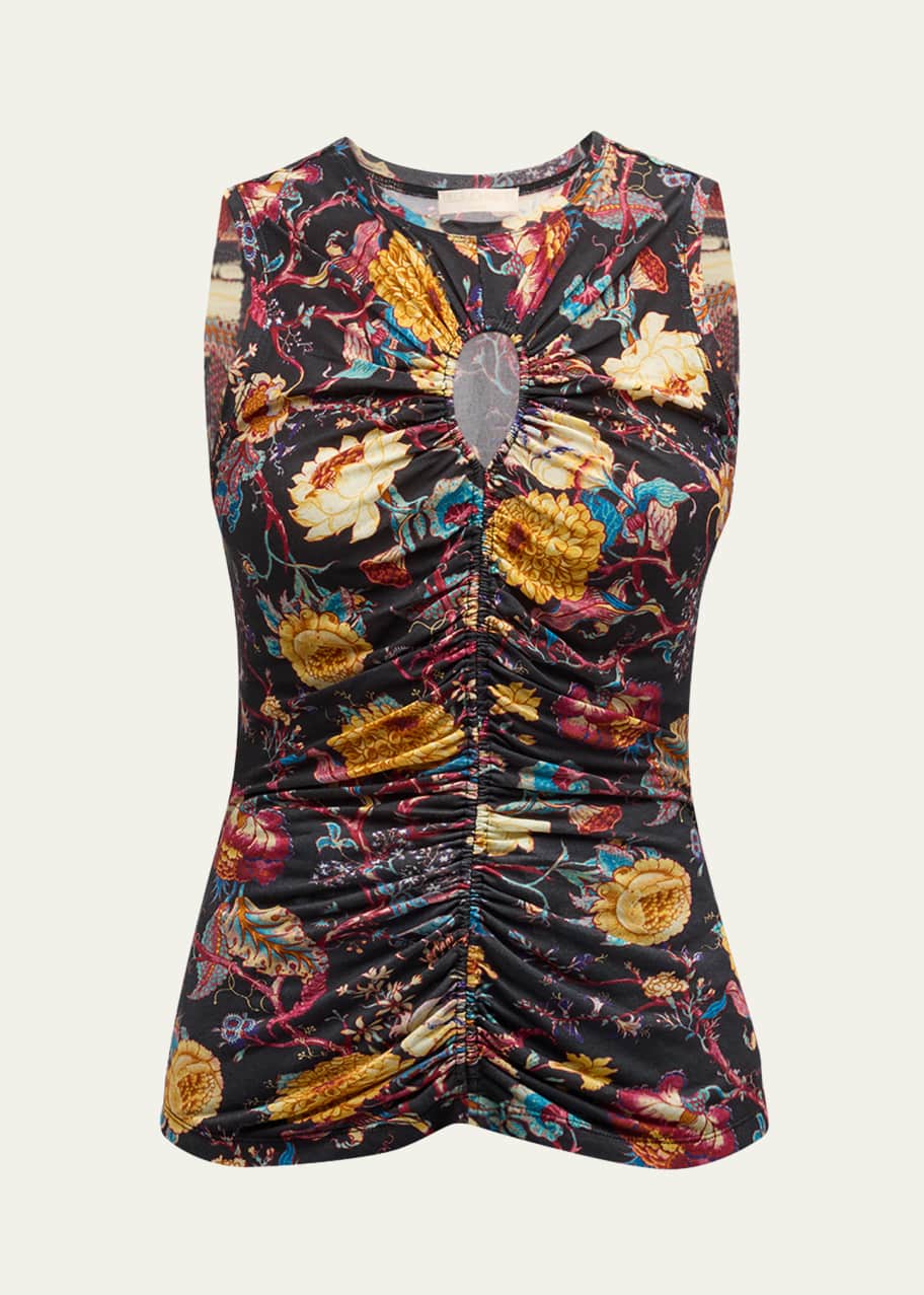 Image 1 of 1: Gabi Cutout Gathered Jersey Tank Top